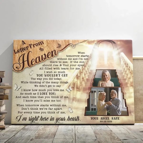 Personalized Canvas Prints, Custom Photo, Memorial Gifts, Bereavement Gifts, Remembrance Gifts, A Letter From Heaven Dem Canvas - Image 6