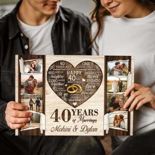 Personalized Canvas Prints, Custom Photo, Gifts For Couples, 40th Anniversary Gifts For Husband and Wife, 40 Years Of Marriage Dem Canvas - Image 3