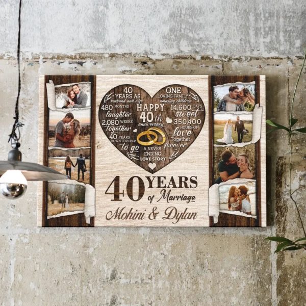 Personalized Canvas Prints, Custom Photo, Gifts For Couples, 40th Anniversary Gifts For Husband and Wife, 40 Years Of Marriage Dem Canvas