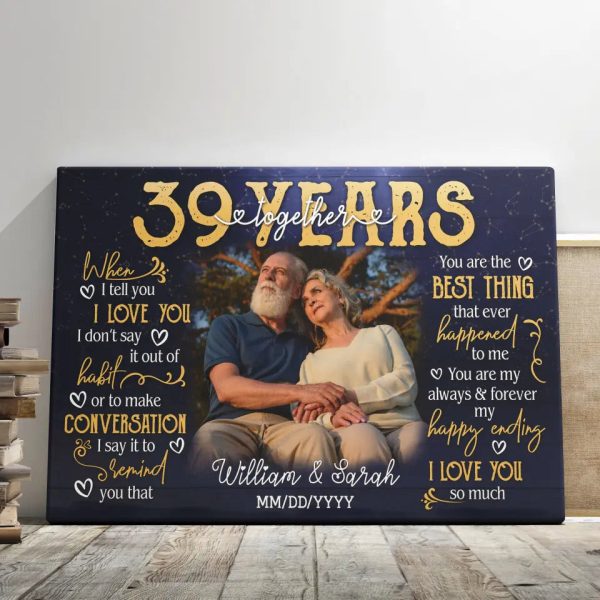 Personalized Photo Canvas Prints, Gifts For Couples, 39th Anniversary Gift For Husband And Wife, 39 Years When I Tell You I Love You Dem Canvas - Image 6