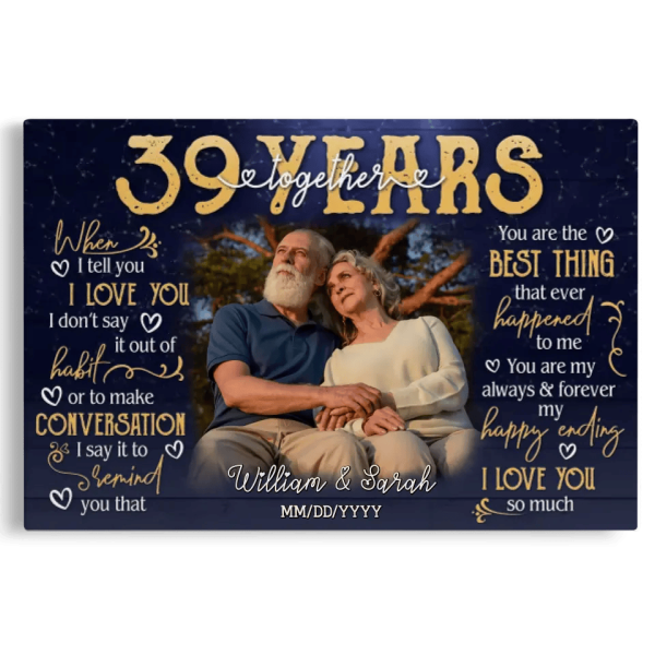 Personalized Photo Canvas Prints, Gifts For Couples, 39th Anniversary Gift For Husband And Wife, 39 Years When I Tell You I Love You Dem Canvas - Image 7