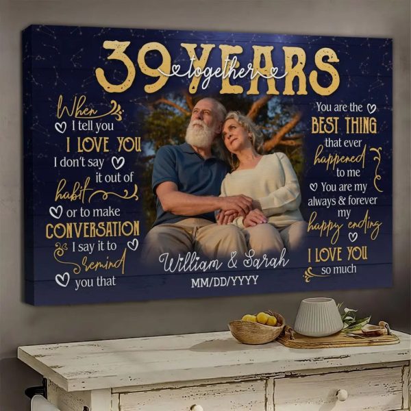 Personalized Photo Canvas Prints, Gifts For Couples, 39th Anniversary Gift For Husband And Wife, 39 Years When I Tell You I Love You Dem Canvas