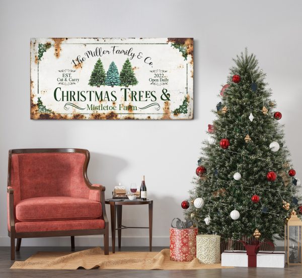 Personalized Christmas Trees And Mistletoe Farm Custom Family Co Sign Holiday Gift Christmas Sign Christmas Gift For Family Canvas Print - Image 3