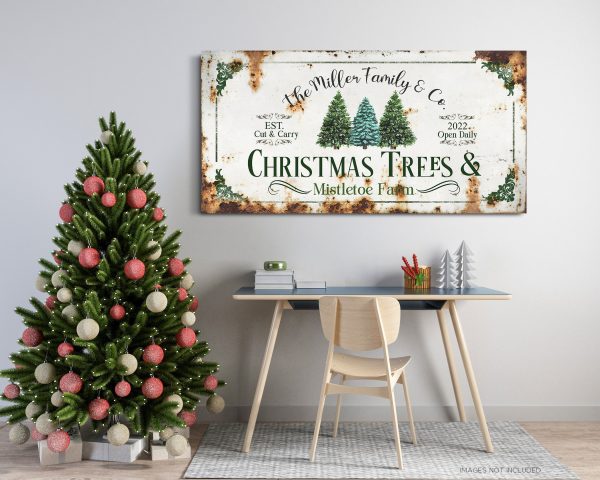 Personalized Christmas Trees And Mistletoe Farm Custom Family Co Sign Holiday Gift Christmas Sign Christmas Gift For Family Canvas Print - Image 4