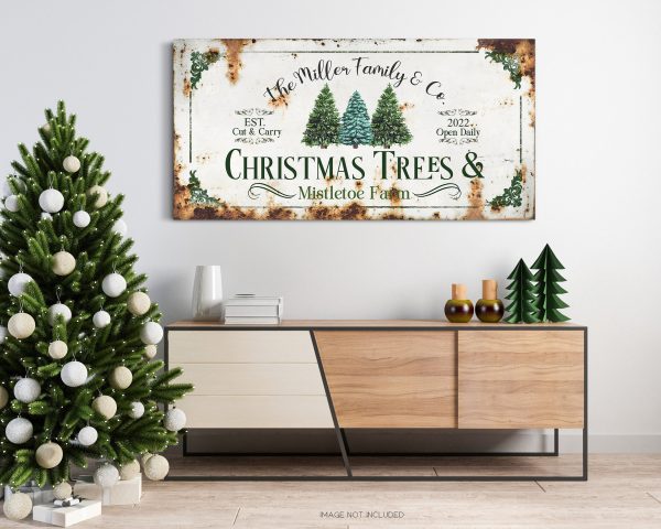 Personalized Christmas Trees And Mistletoe Farm Custom Family Co Sign Holiday Gift Christmas Sign Christmas Gift For Family Canvas Print