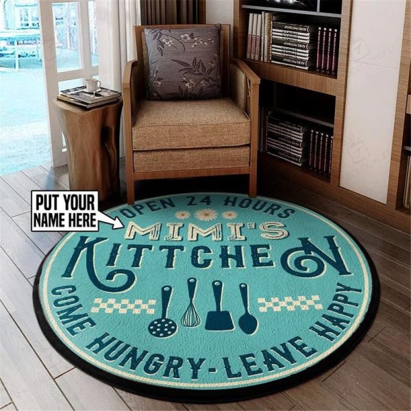 Personalized Kitchen Come Hungry Leave Happy Living Room Round Mat Circle Rug