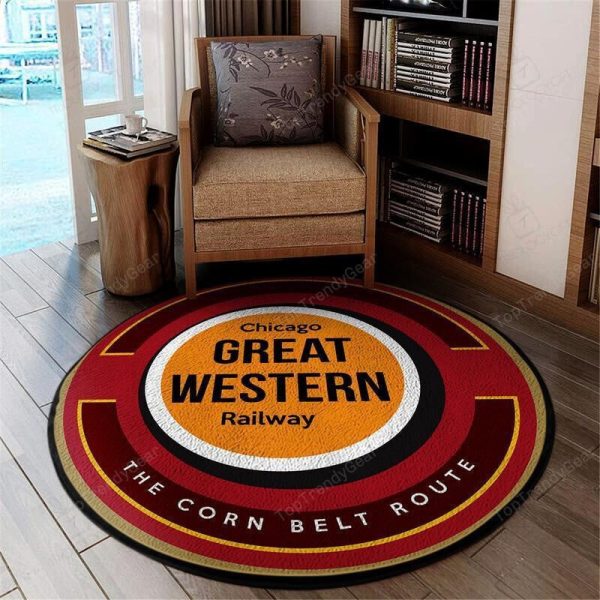 Chicago Living Room Round Mat Circle Rug Chicago Great Western Railroad - Image 2