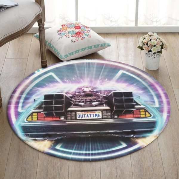 Back The Future Living Room Round Mat Circle Rug Back To The Future Marty Mcfly Delorean