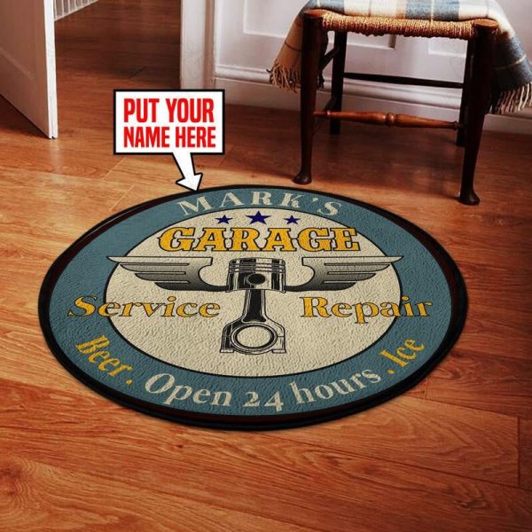 Personalized Car Garage Living Room Round Mat Circle Rug - Image 2