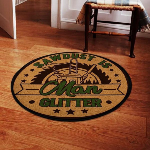 Sawdust I Man Glitter Living Room Round Mat Circle Rug - Image 2