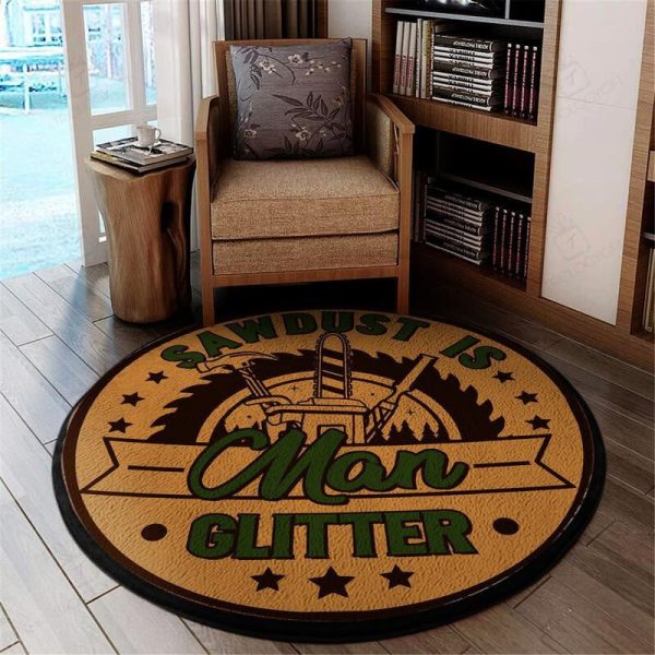 Sawdust I Man Glitter Living Room Round Mat Circle Rug