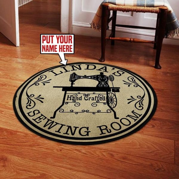 Personalized Sewing Room Living Room Round Mat Circle Rug - Image 3