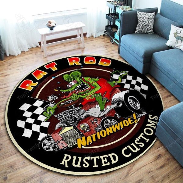 Rat Rod Rusted Customs Round Mat Round Floor Mat Room Rugs Carpet Outdoor Rug Washable Rugs - Image 2