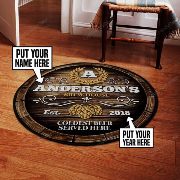 Personalized Brew House Round Mat Round Floor Mat Room Rugs Carpet Outdoor Rug Washable Rugs - Image 2