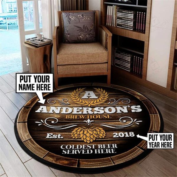 Personalized Brew House Round Mat Round Floor Mat Room Rugs Carpet Outdoor Rug Washable Rugs