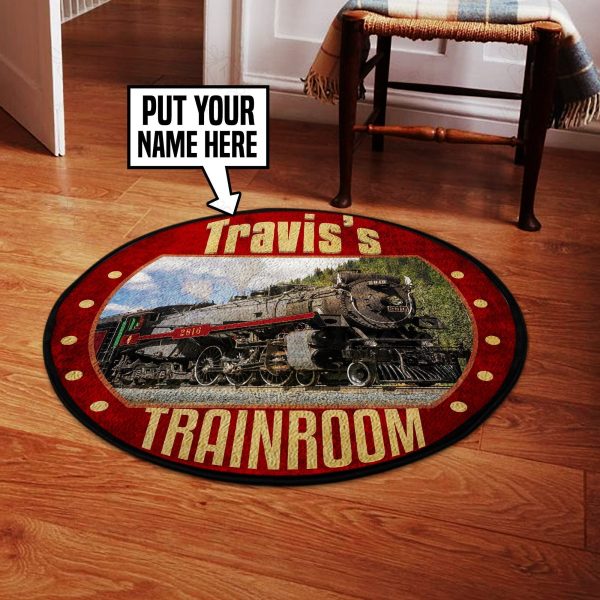 Personalized Canadian Pacific Locomotive Railroad Round Mat Round Floor Mat Room Rugs Carpet Outdoor Rug Washable Rugs