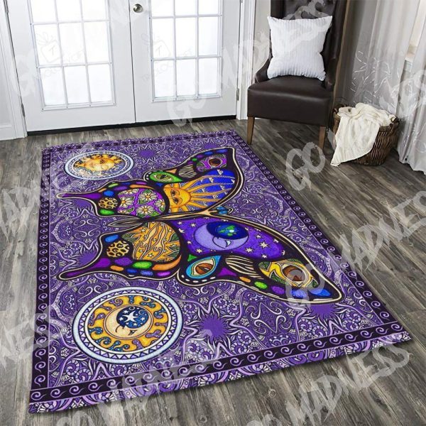 Hippie Butterfly Rectangle Rug Decor Area Rugs For Living Room Bedroom Kitchen Rugs Home Carpet Flooring Rs015686 Print