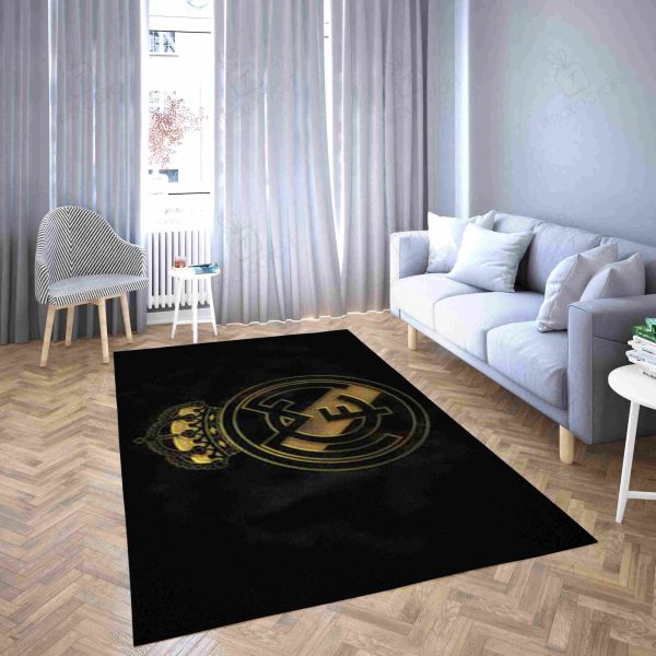 Real Madrid Mysterious Black Football Club Rectangle Area Rugs Carpet For Living Room, Bedroom, Kitchen Rugs, Non-Slip Carpet Rp124506 Print