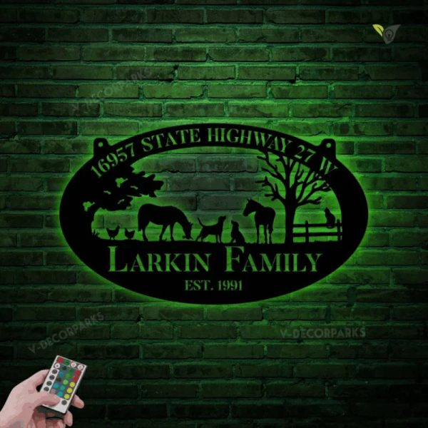 Personalized Metal Farm Sign Horse Dog Chicken Cat Monogram With Led L - Image 3