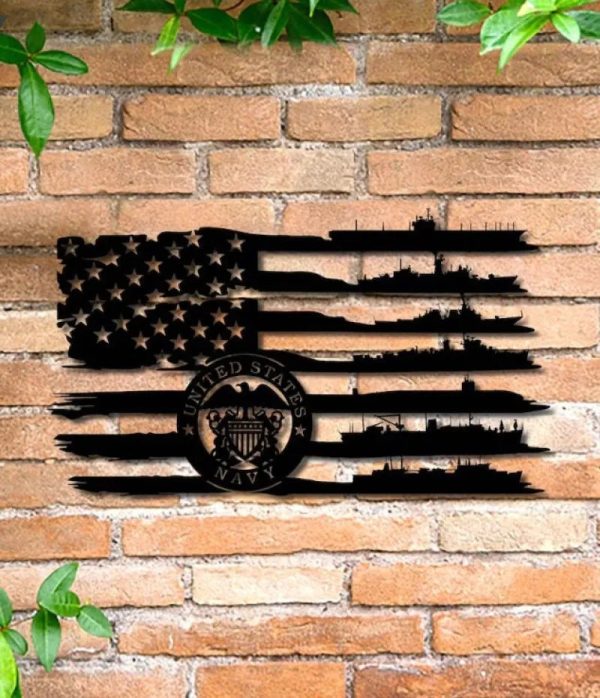 Us Flag Navy Ships Sign, American Flag Navy Ship Metal Wall Decor, Nav